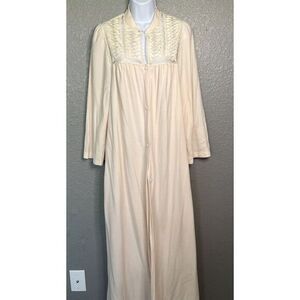 Vintage VANITY FAIR Nylon ROBE Size L‎ Pale Pink Pin Tuck Top 70's? CottageCore